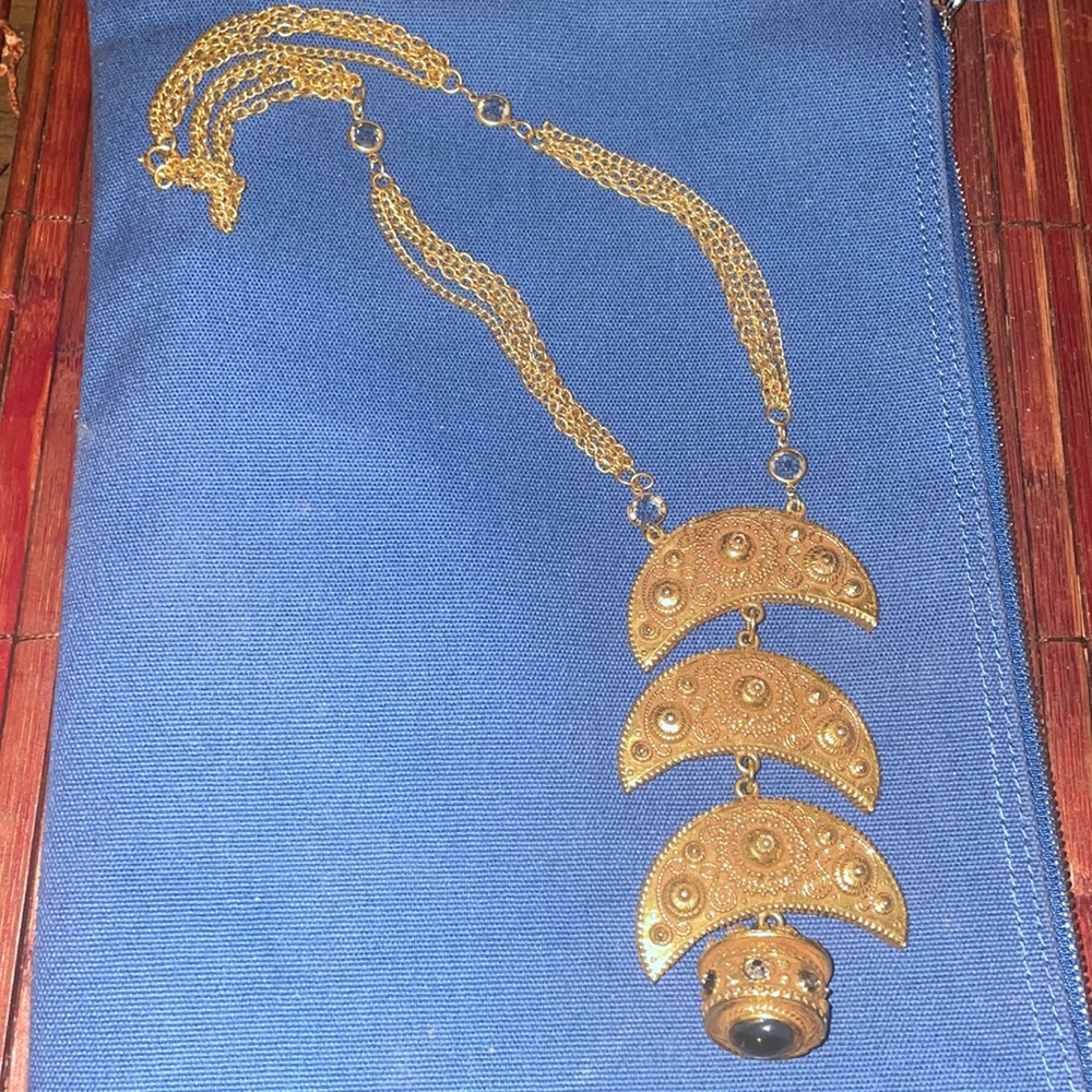 Vintage ornate metal hanging necklace